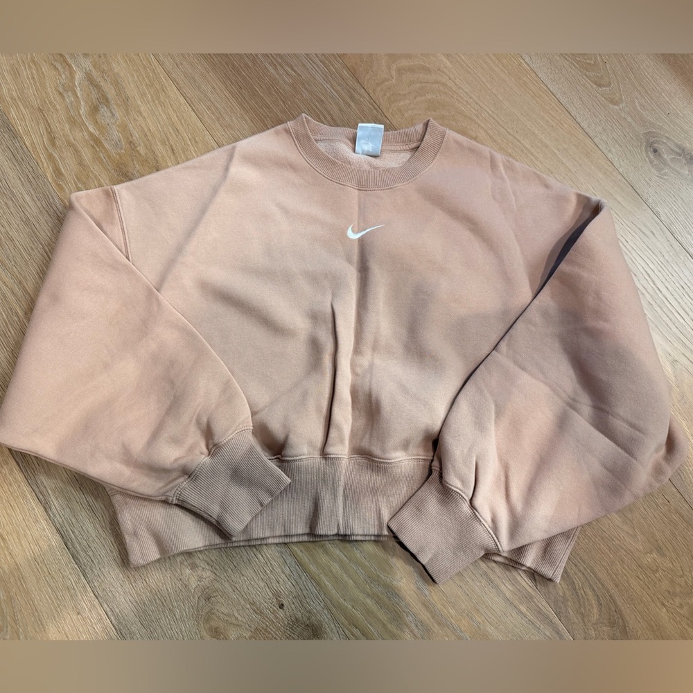 Nike Tan/Beige Crewneck Sweatshirt with White Swoosh